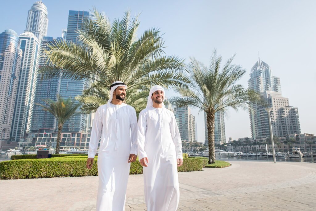 Two men with kandora in Dubai